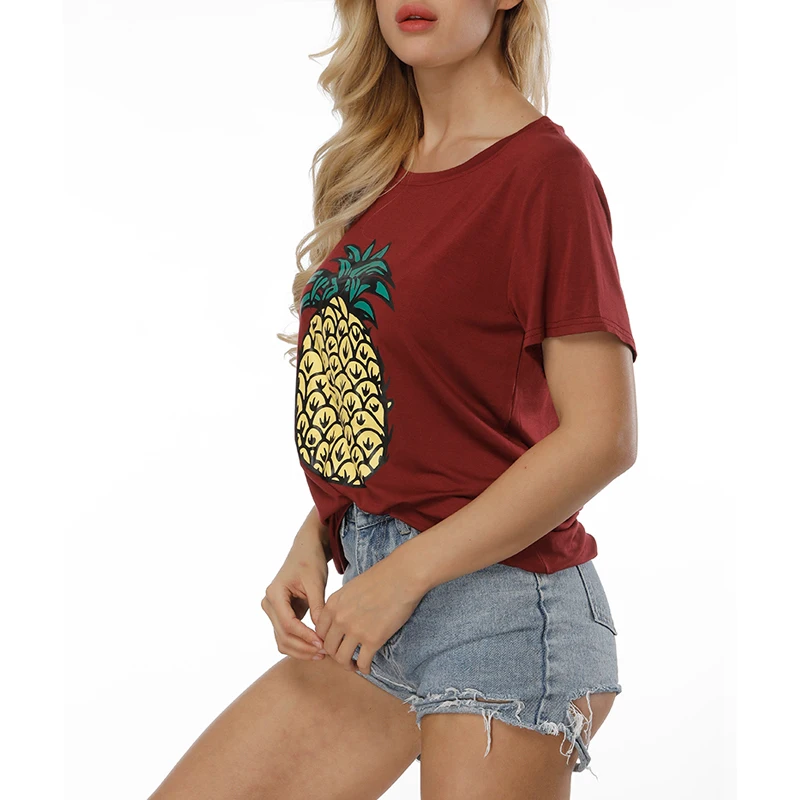 HAOLA ананас напечатаны смешные футболки женские летние фрукты любовник