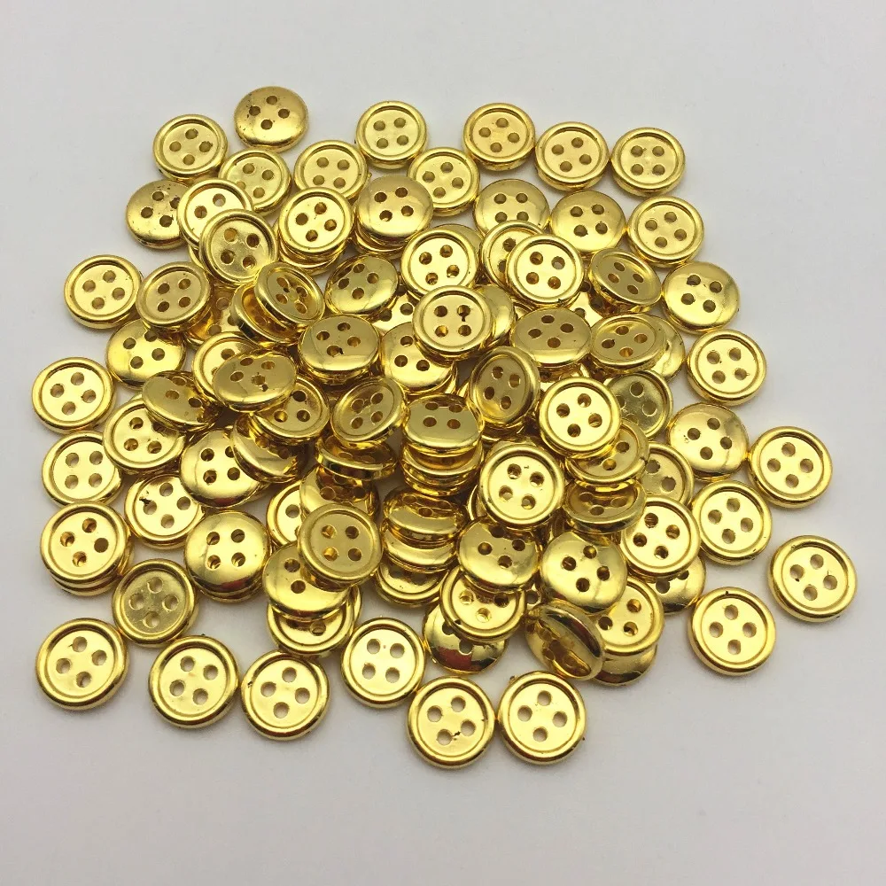 

1000pcs 10mm Plastic Gold Shiny Round 4 Holes Buttons Metallic Baby Sewing Button For Scrapbooking Garment Accessories
