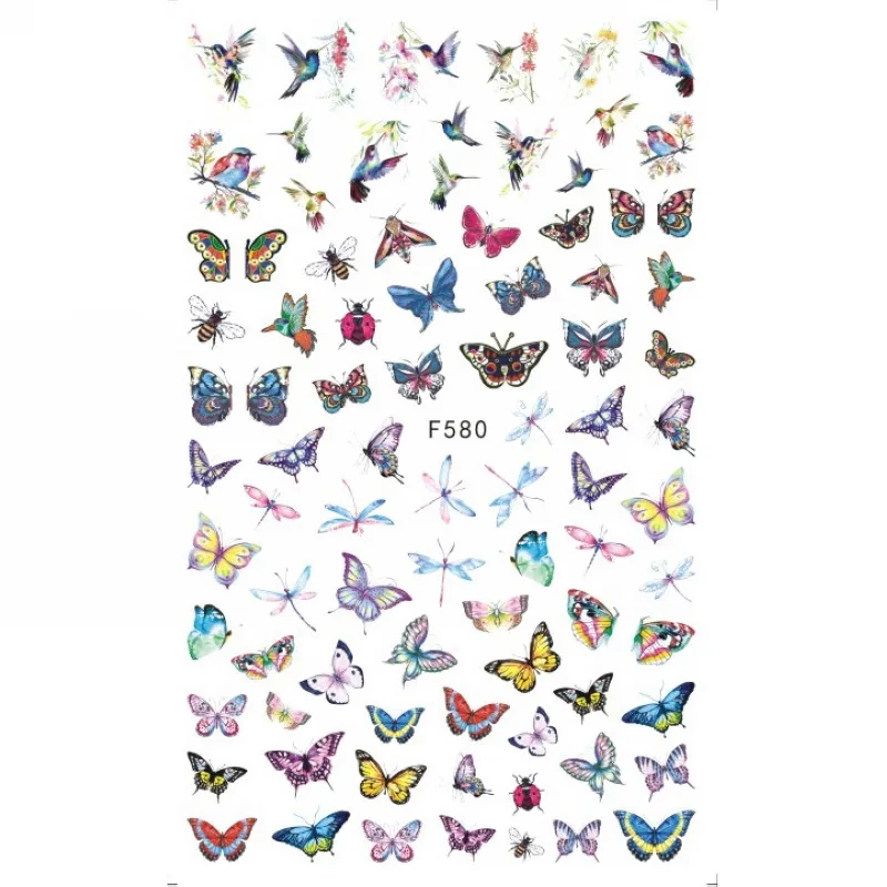 SUPER THIN SELF ADHESIVE 3D NAIL ART SLIDER STICKER PEACOCK URBAN GIRL PARIS X-RAY FLOWER PETALS DESSERT CAKE F574-583 | Красота и
