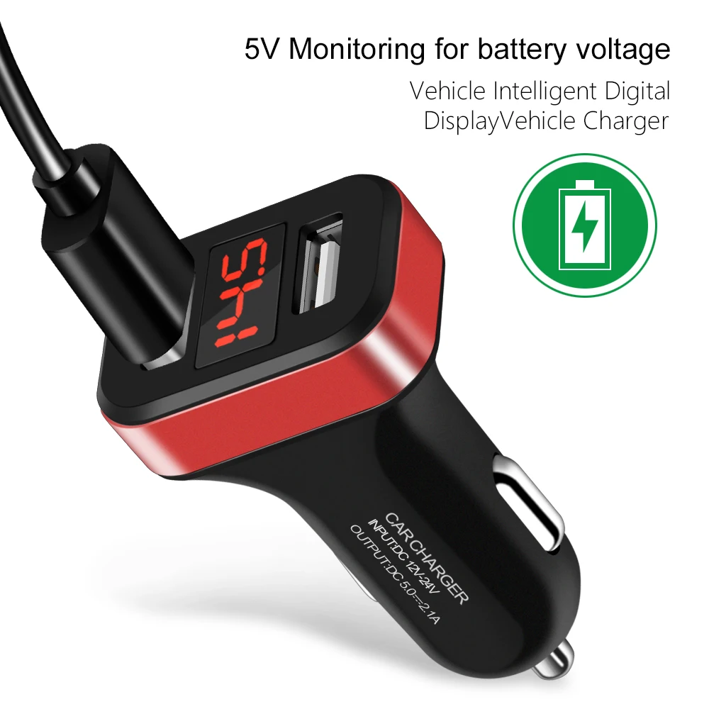 Светодио дный экран автомобильное зарядное устройство для iPhone Samsung 2 Port USB умный