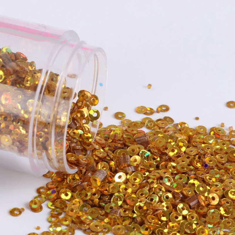 Laser gold 4000 шт/партия 10 г 2 мм, плоские круглые свободные блестки раззноцветные часы Свадебные Ремесло, красочные ногтей искусство, ночной клуб платье аксессуары для шитья - Цвет: Laser gold