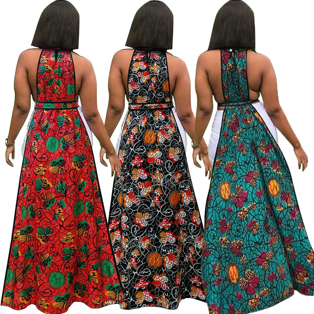 Женское платье с цветочным принтом Boho винтажное Бандажное длинное поясом на