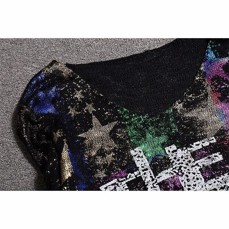 Женские костюмы на весну и осень винтажный вязаный свитер с блестками буквенным