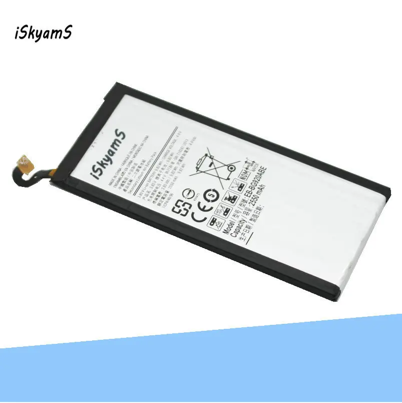 ISkyamS 1x2550 мА/ч EB-BG920ABE Замена литий-ионная аккумуляторная батарея для Samsung Galaxy S6 G9200