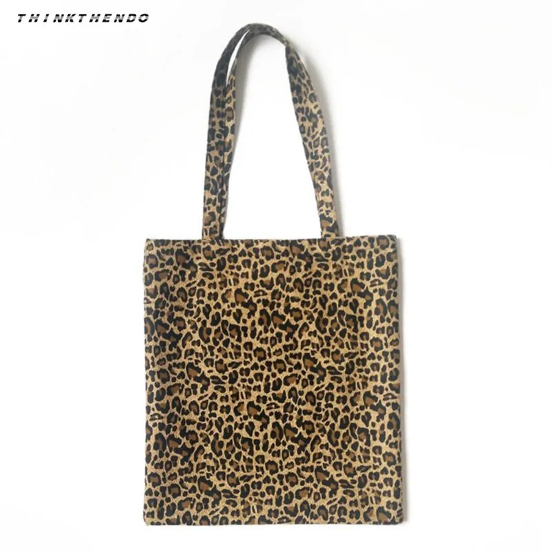 

THINKTHENDO Fashion Women Canvas Shoulder Bag Messenger Girls Female Leopard Print Hobo Purse Satchel Shopping Tote Handbag New