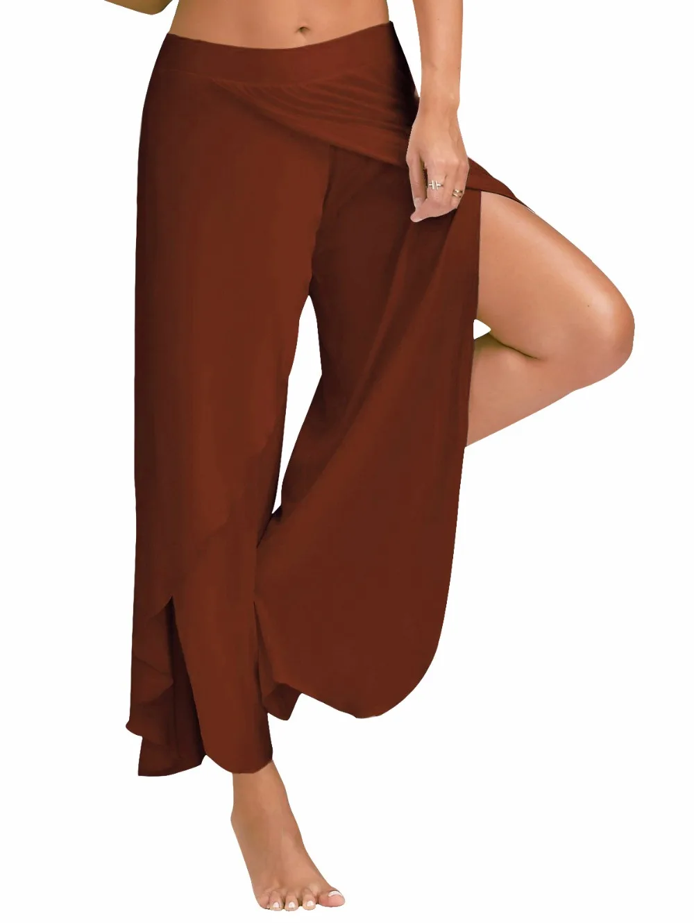 2018 hot white black wine red 5XL loose ladies waist wide leg pants casual summer beach nine points women's trousers | Женская