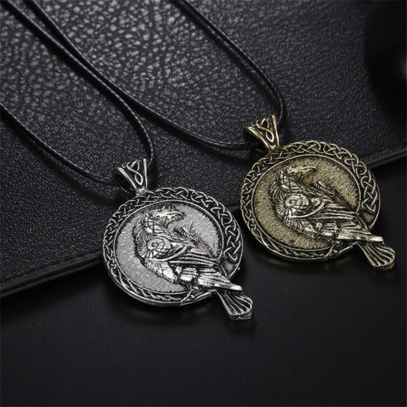 Lanseis 1 шт. норвежский талисман viking кулон с вороном черная птица celt ожерелье