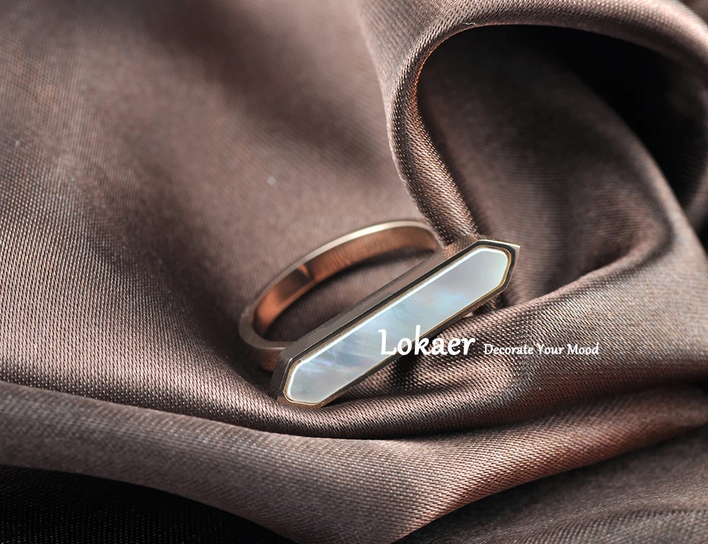 Lokaer, уникальные Длинные коктейльные кольца для женщин, трендовые, дизайн со стрелкой, нержавеющая сталь, белый корпус, вечерние кольца, ювелирные изделия Anillos R17031