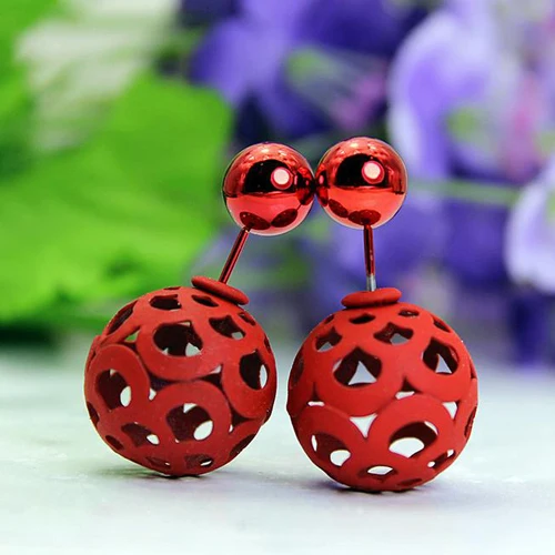 Серьги с искусственным жемчугом уникального дизайна двойные полые шарики серьги