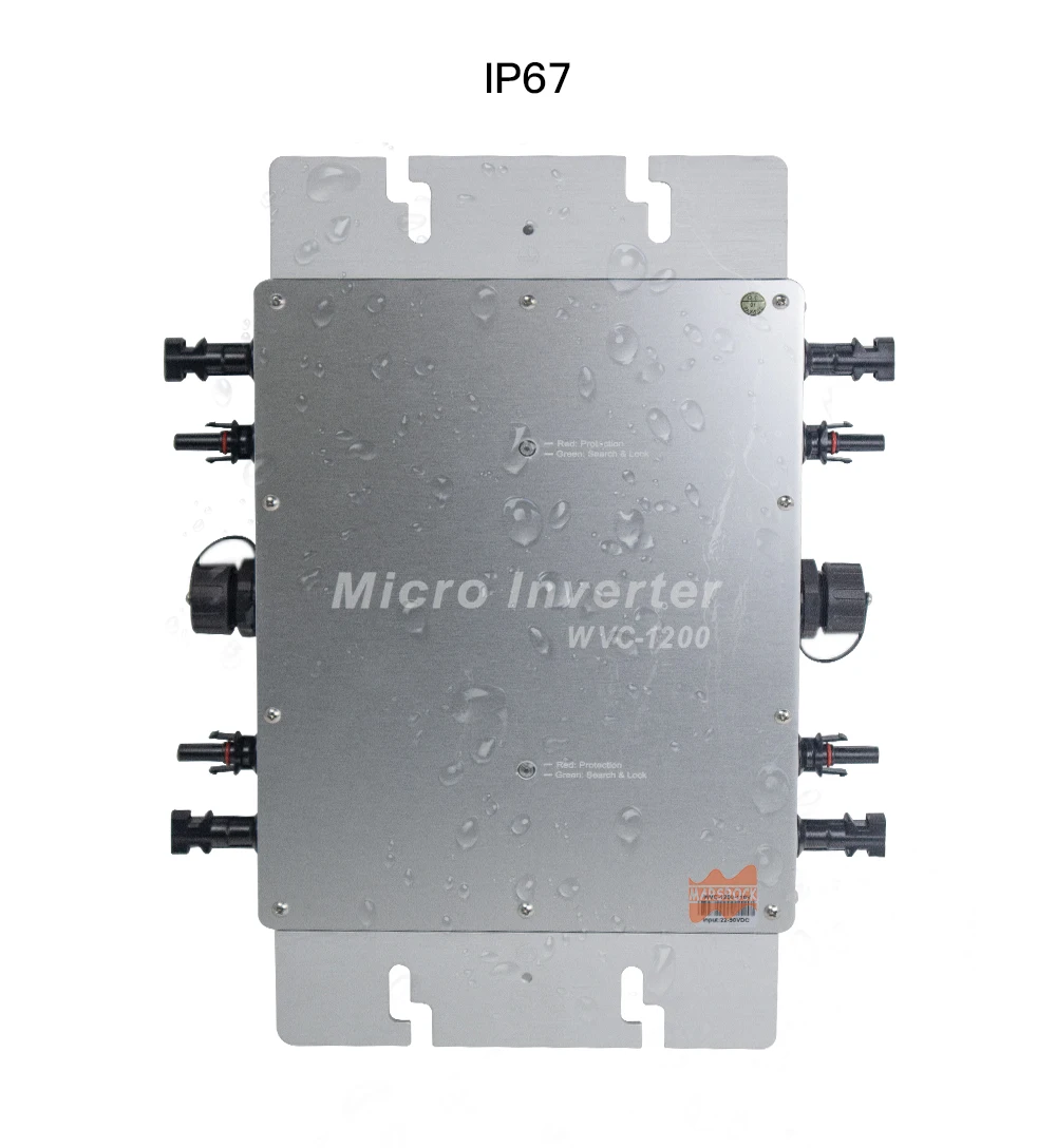 Водонепроницаемый IP65 MPPT 1200W умный сетевой солнечный инвертор DC 22-50V до 80-160VAC или 180-260VAC, 50 hz/60 hz, макс для панелей 1400W