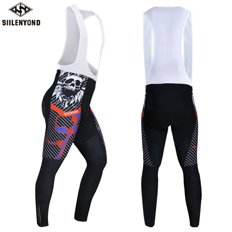 one piece bib pant Siilenyond велошорты зима Coolmax с 3D гелевой подкладкой для мужчин MTB велосипед плотные теплые велосипедные штаны - Цвет: one piece bib pant