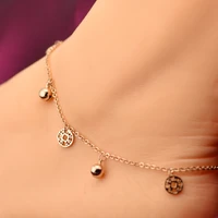 yun ruo rose gold color elegant copper coin bell anklet titanium steel fashion jewelry valentine birthday gift free shipping