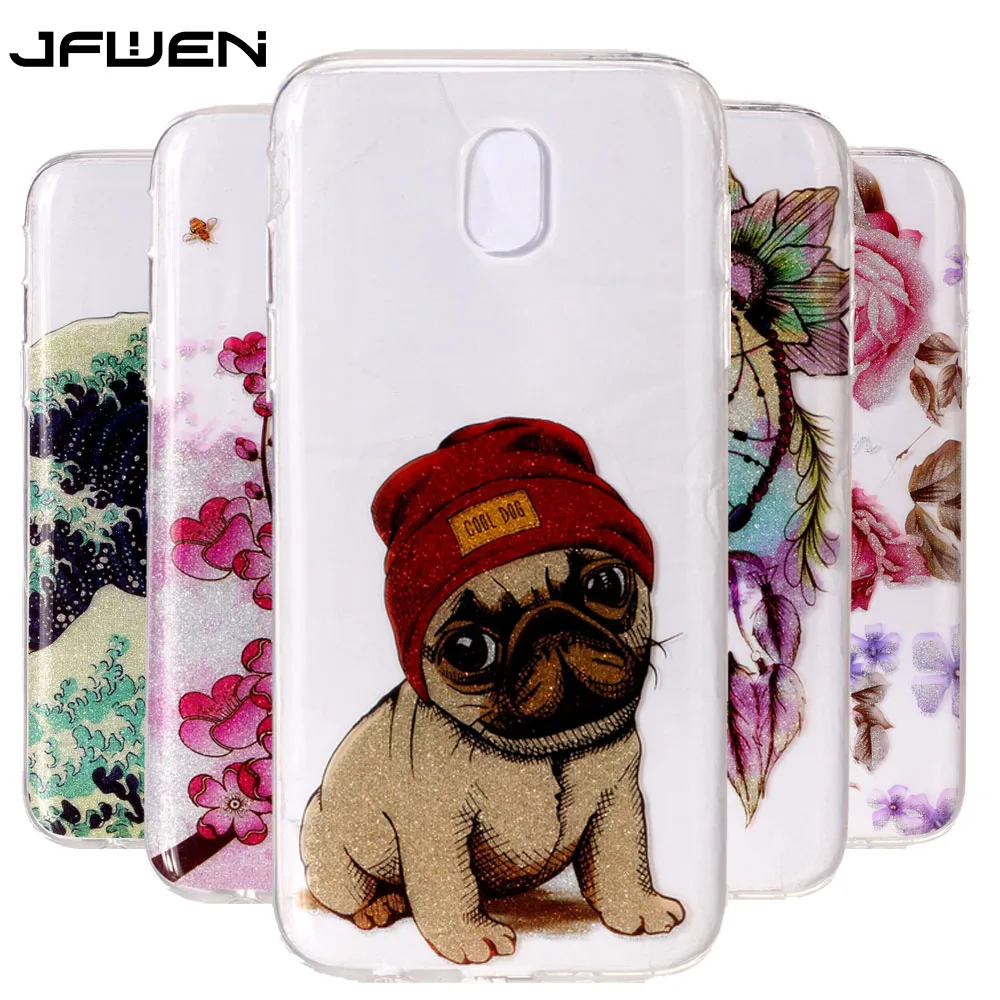 JFWEN For Samsung Galaxy J3 2017 Case Cover Luxury Transparent TPU Soft Silicone Painted Pattern J330 |