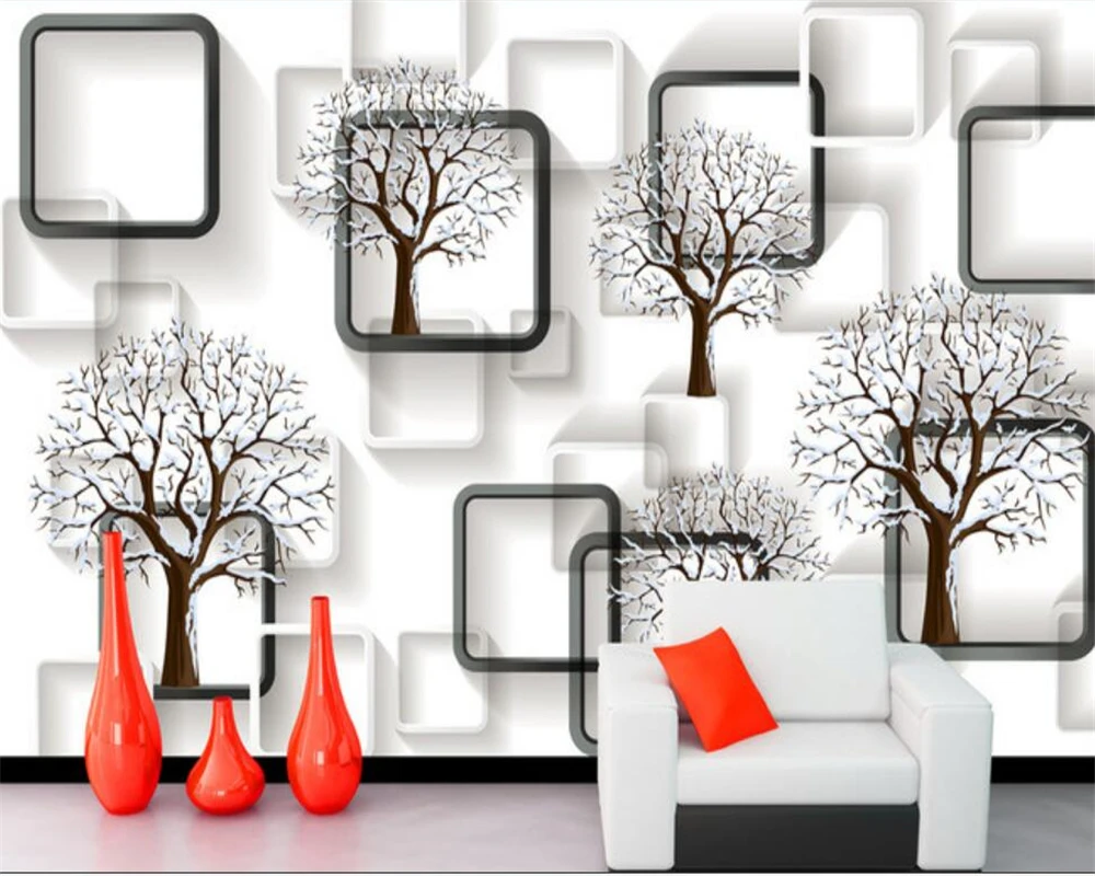 Фотообои Beibehang черно белые с сеткой и деревом 3D обои для гостиной фоновой стены