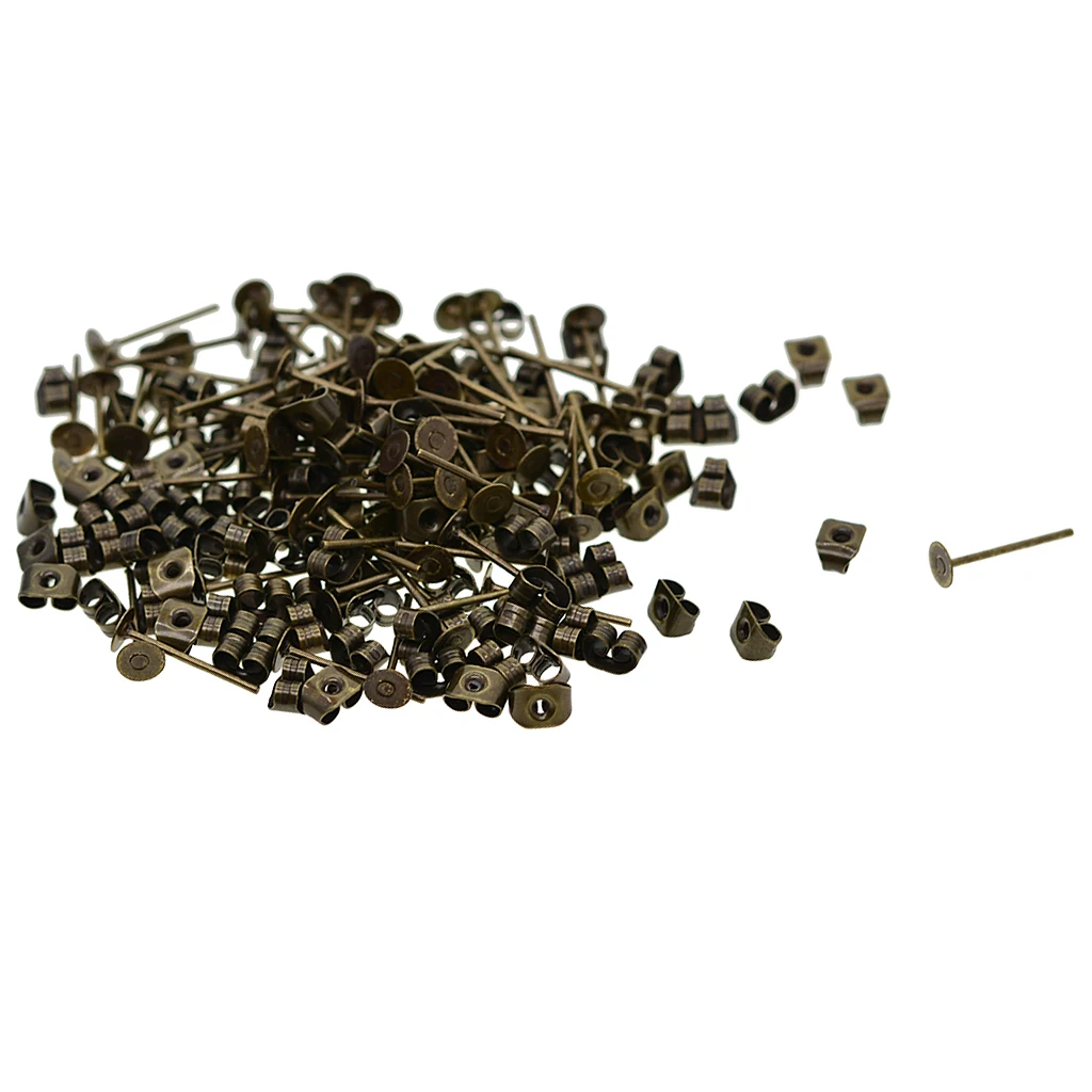 20 шт 4 мм железные серьги пустые круглые Flar Pad посты и спины фурнитура DIY