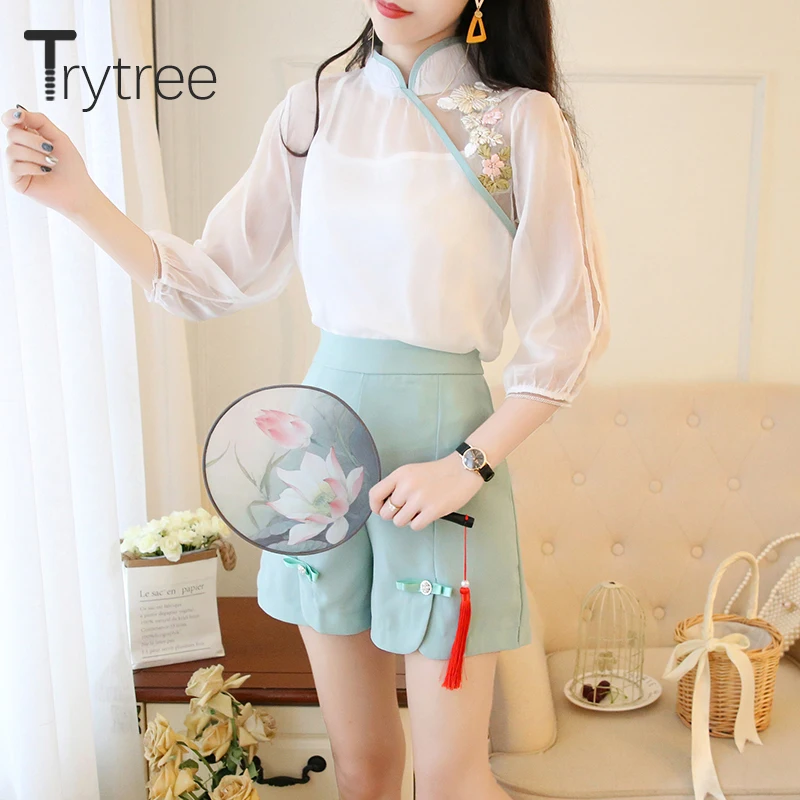 Trytree/летний женский комплект из трех предметов повседневные топы с цветочной