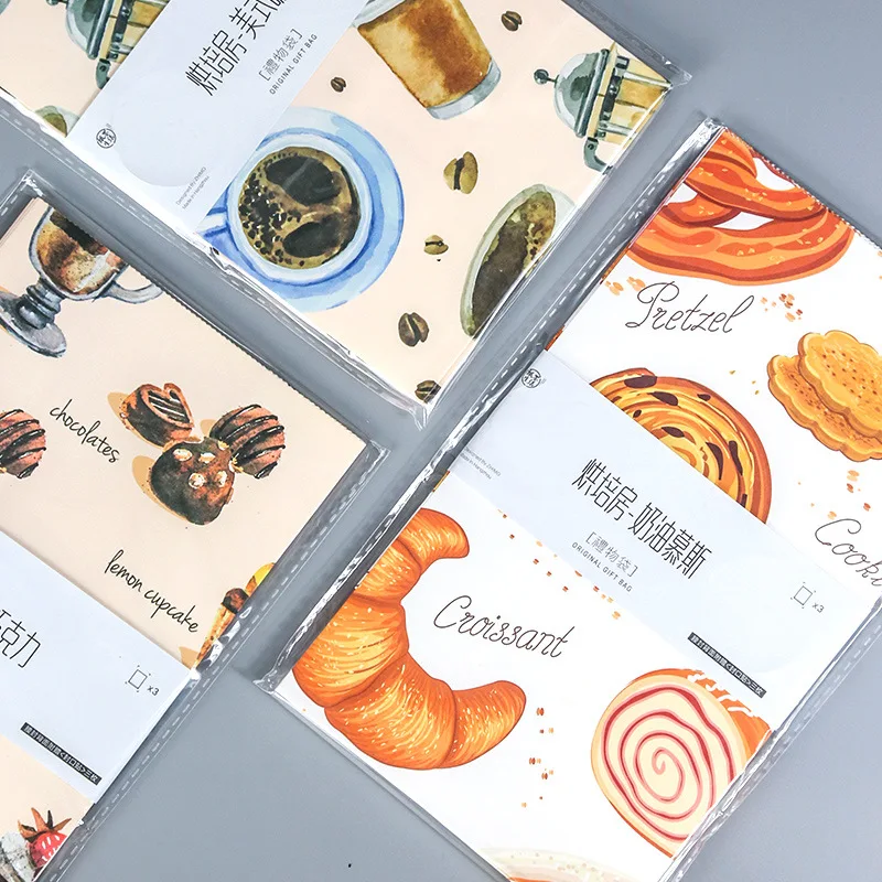 3 шт. пакет из крафт-бумаги для выпечки упаковки продуктов питания рождественский