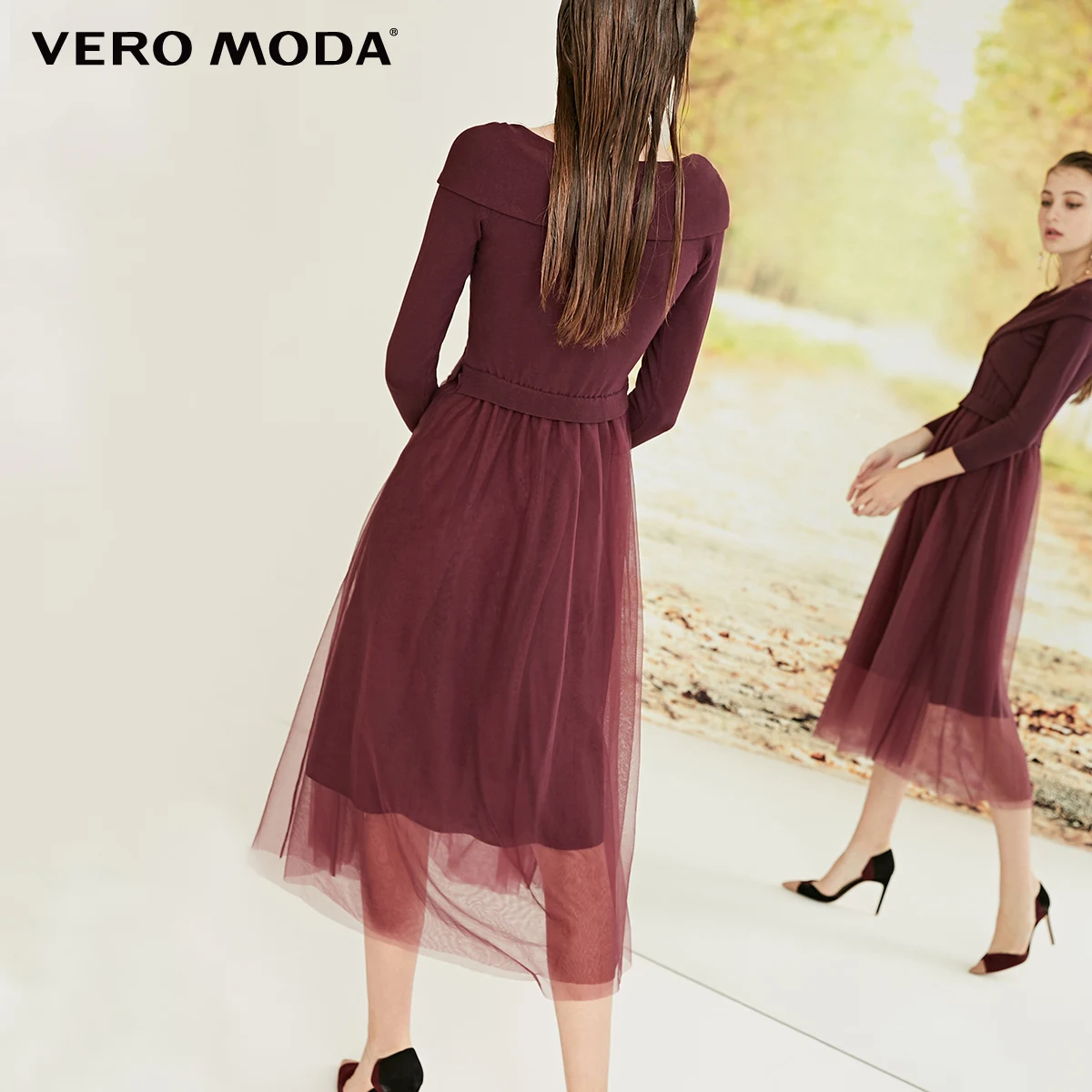 Vero Moda трикотажные Gauzy Splice 3/4 рукава Макси/длинное платье Вечерние платья | 31837C530