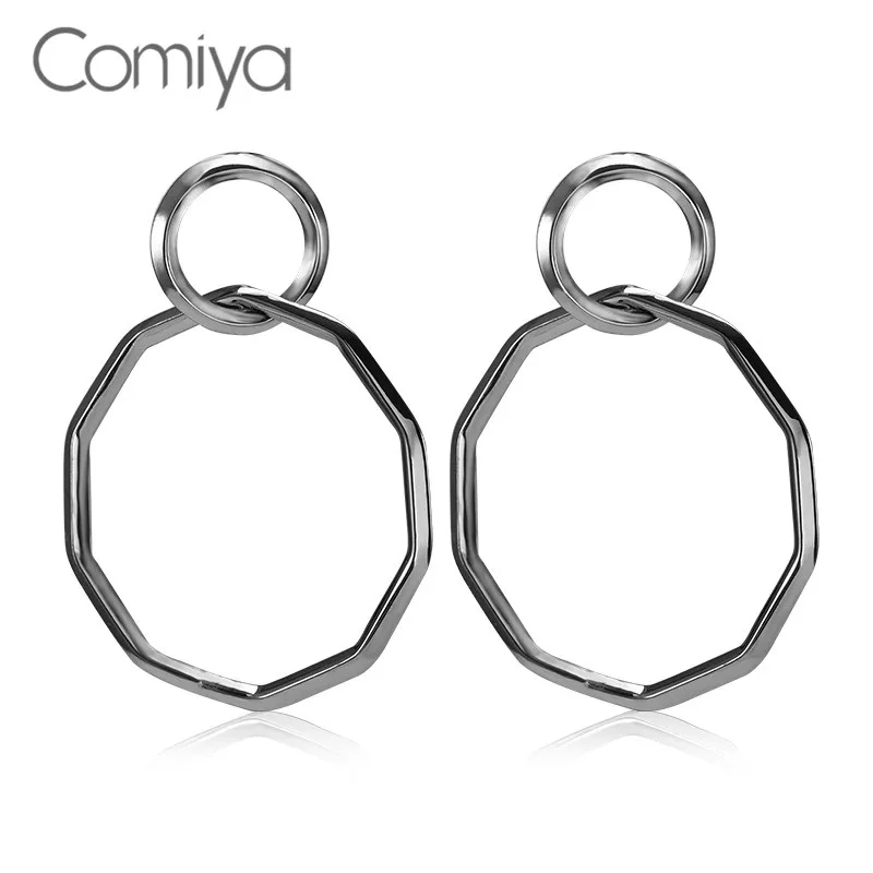 Comiya Новый дизайн личности панк моды круги серьги для Для женщин Pendientes Mujer Moda