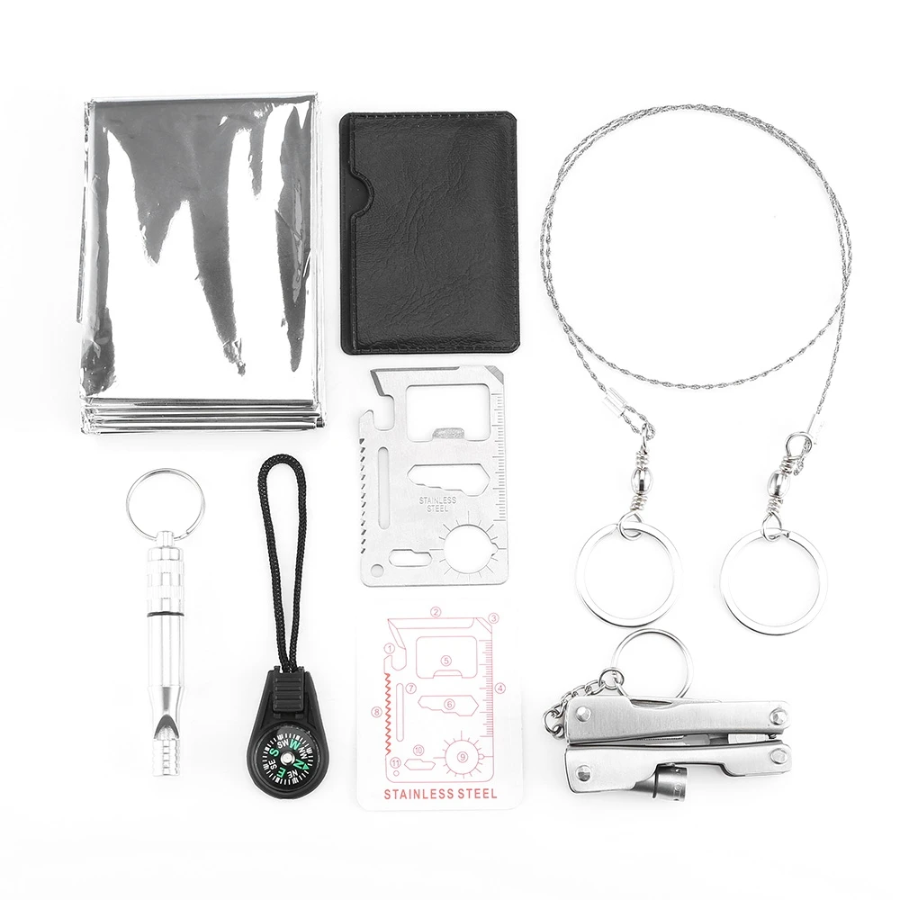 7 В 1 Многофункциональный набор для выживания в экстренных ситуациях на открытом воздухе для путешествий, походов, кемпинга, альпинизма, охоты.