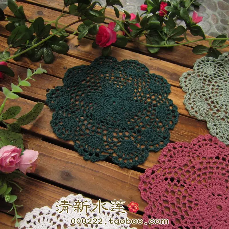 20 cm 10 pcs Handmade Crocheted Cotton Table Decoration Cloth Home Coffee Mats Cup Mug Pads Coaster Kitchen Dining Bar Accessory | Дом и сад