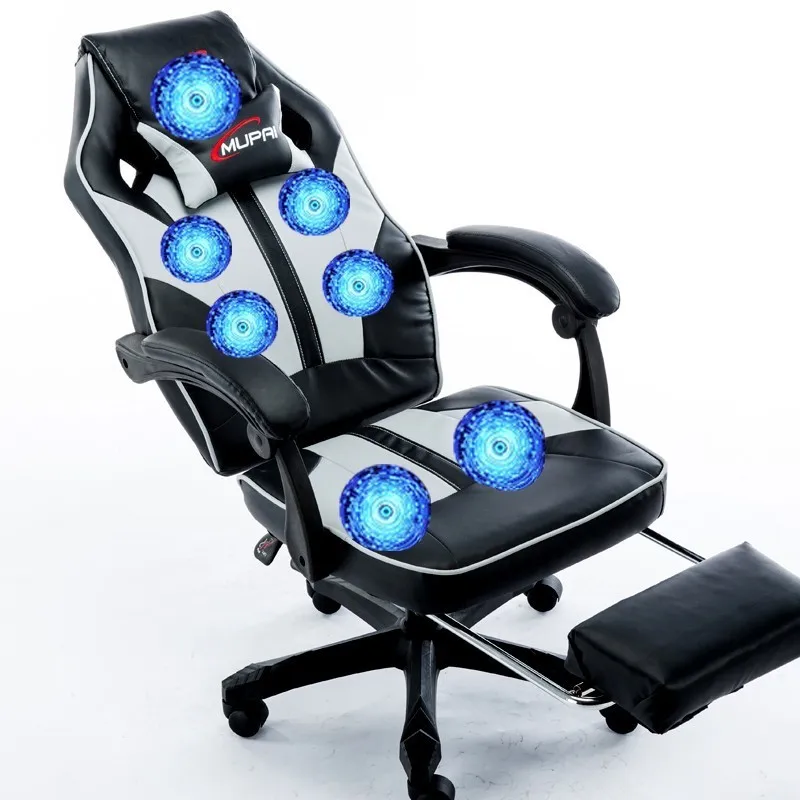 Gray massage Геймерское кресло Esports, офисное кресло для геймера, 7 точек, массажное кресло с колесом, эргономика, может лежать с подставкой для ног - Цвет: Gray massage