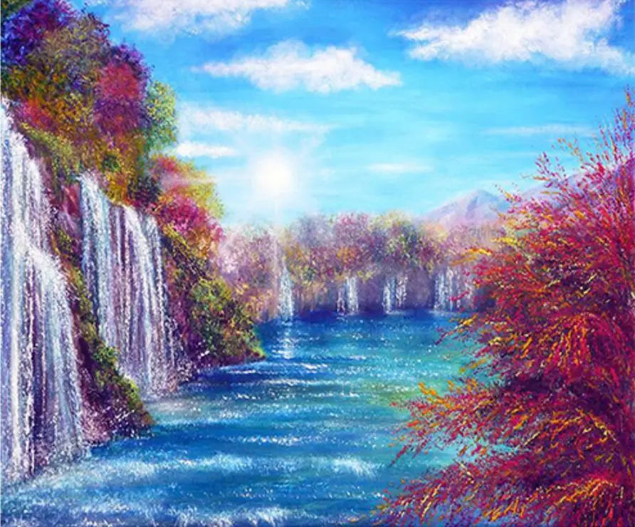 

5D DIY Diamond Painting Waterfall Landscape Cross Stitch Full Round Diamond sea diamond painting rhinestones love gift