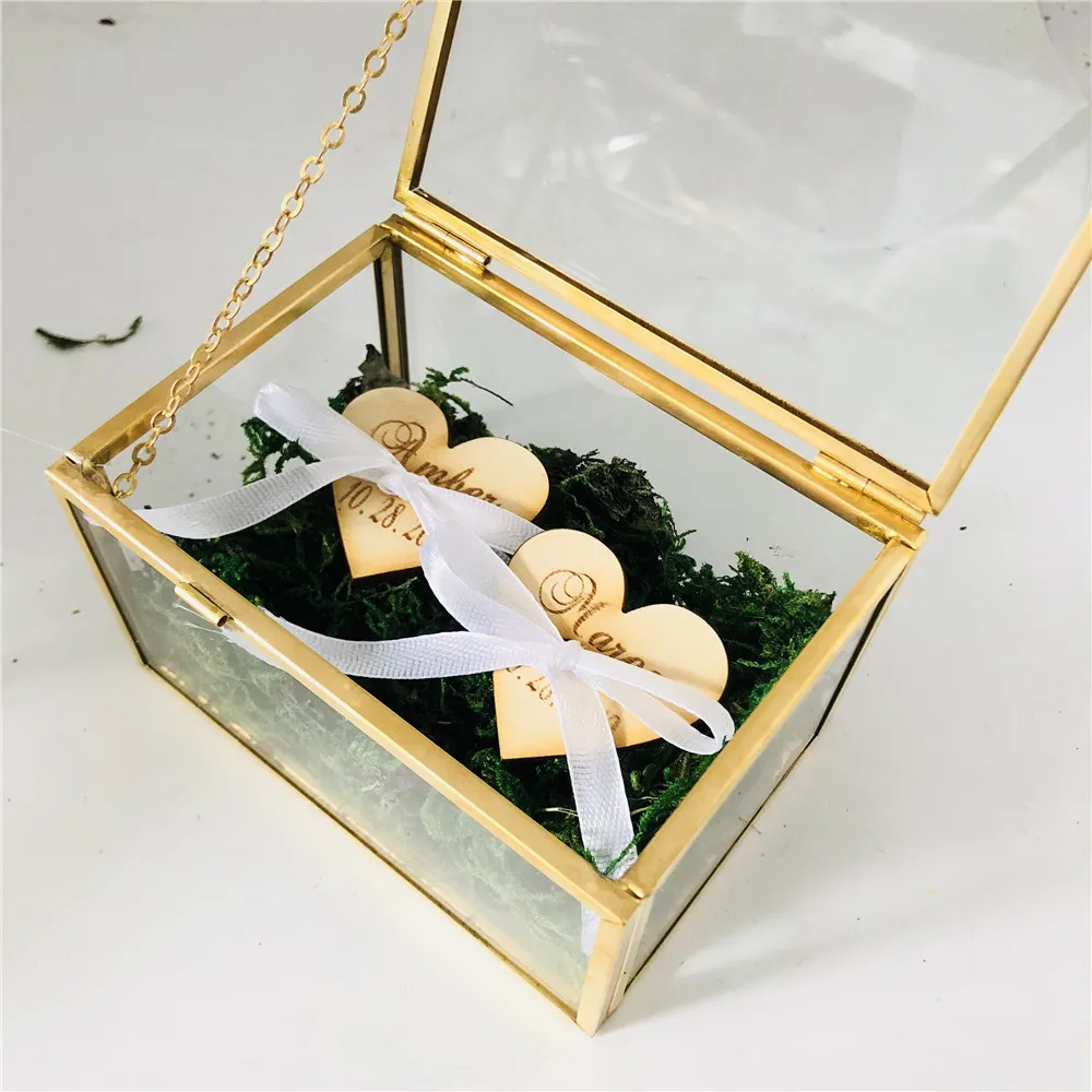 Уникальный Hand Made персонализированные свадебные подарки для влюбленных гексагональной геометрический кольцо Box цветок шкатулка кольцо для Свадебные украшения