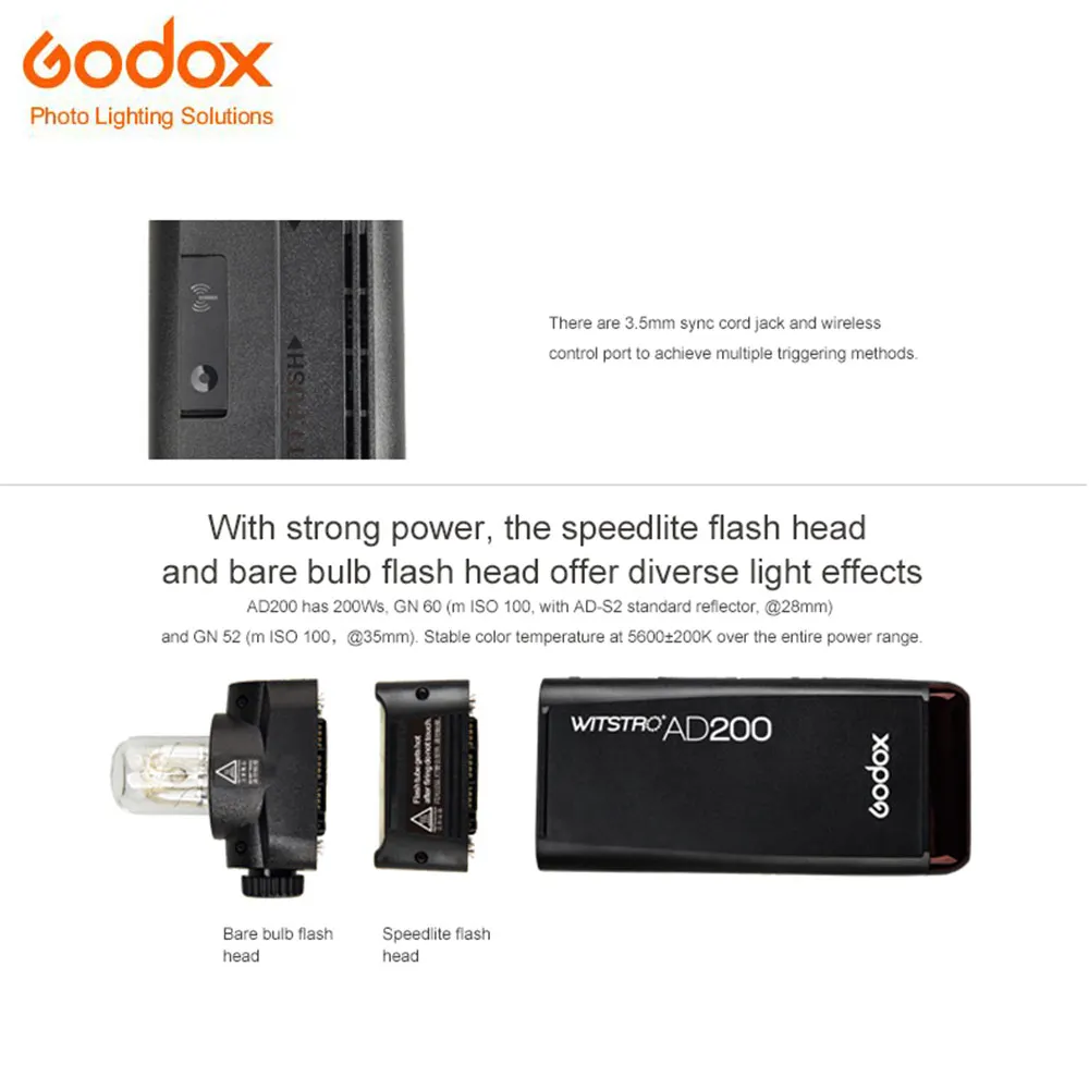 Godox AD200 200 Вт 2 4 г ttl флэш памяти для камер Canon + Xpro C xpro Беспроводной триггеры 1 /8000 s HSS 5