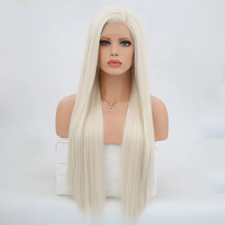 QQXCAIW для женщин Glueless длинные прямые светлые черные кружевные передние парики Черный Омбре термостойкие синтетические натуральные волосы парики