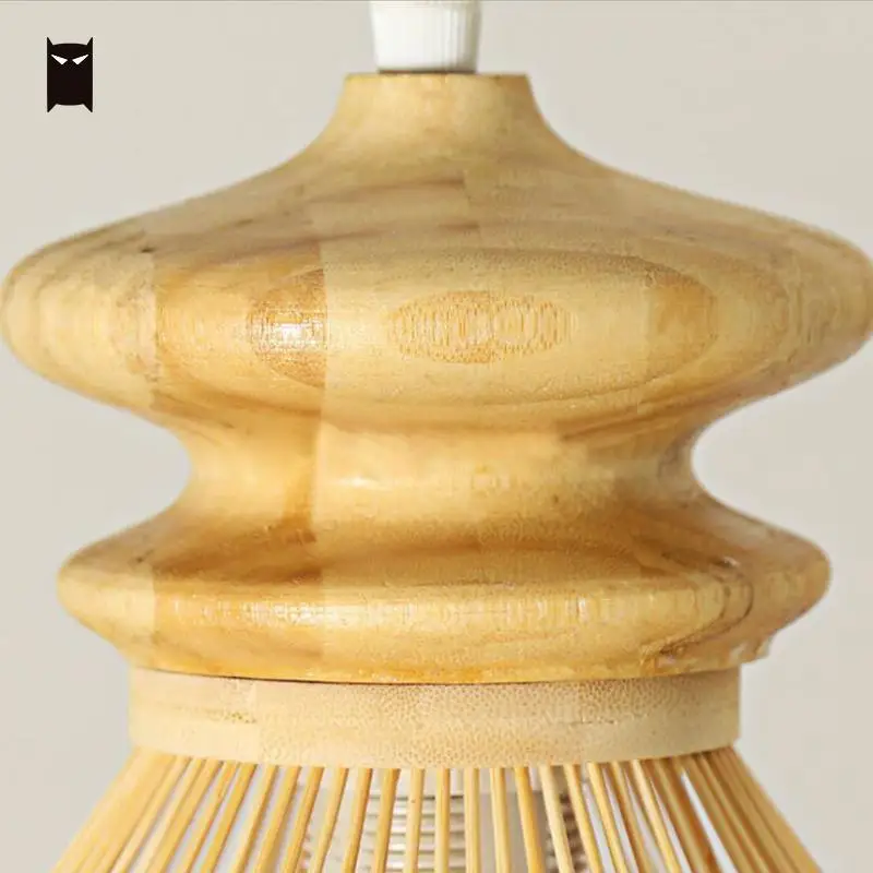 Бамбуковый Плетеный подвесной светильник в виде пирамиды из ротанга винтажный