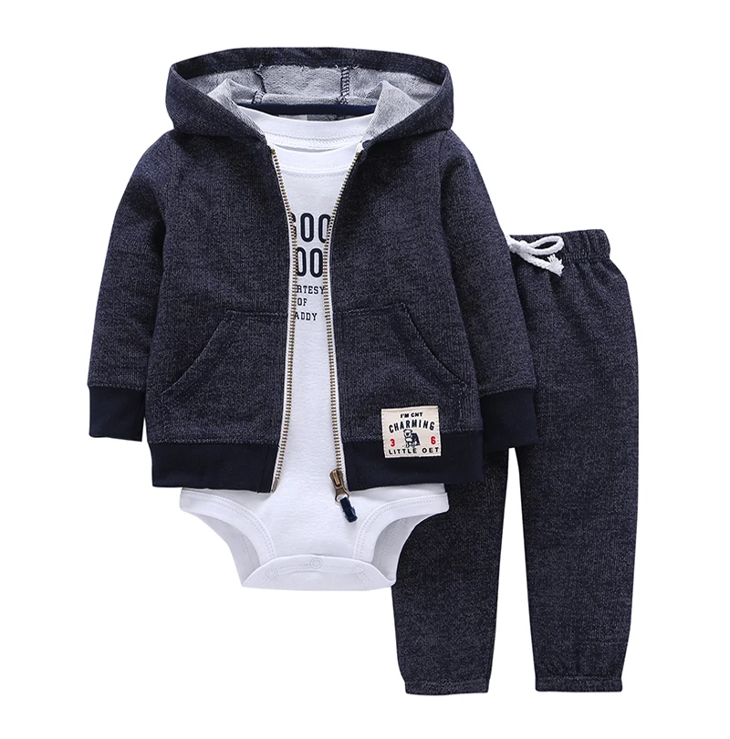 Baby boy clothes Cartoon Animals Bear Winter Warm Clothing 3pcs Suit Coat +bodysuit+pants Newborn fashion Outfit | Детская одежда и
