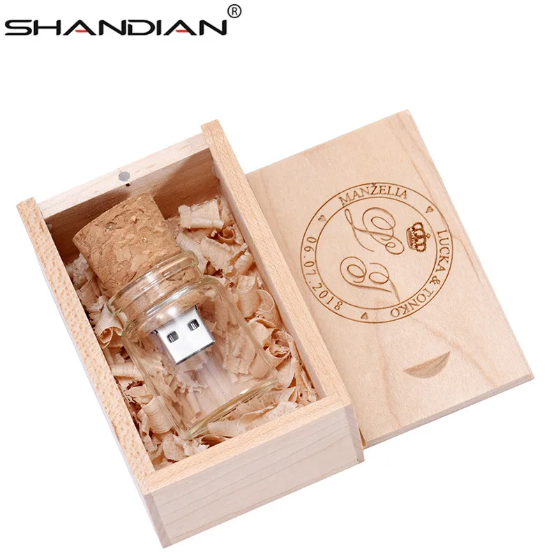 SHANDIAN, новая плавающая бутылка, флешка, 4 ГБ, 8 ГБ, 16 ГБ, 32 ГБ, 64 ГБ, стеклянные бутылки, usb флеш-накопитель, u-диск, карта памяти, свадебный подарок