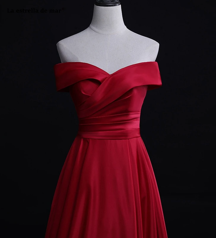 

vestido dama de honor new satin sexy V neck OFF shoulder A Line burgundy royal blue bridesmaid dresses robe de soiree longue
