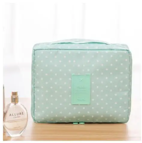 Green Dots Косметичка на молнии для мужчин и женщин, косметичка, косметичка, красивый чехол, органайзер для макияжа, косметички, наборы, для хранения, для путешествий, моющаяся сумка - Цвет: Green Dots