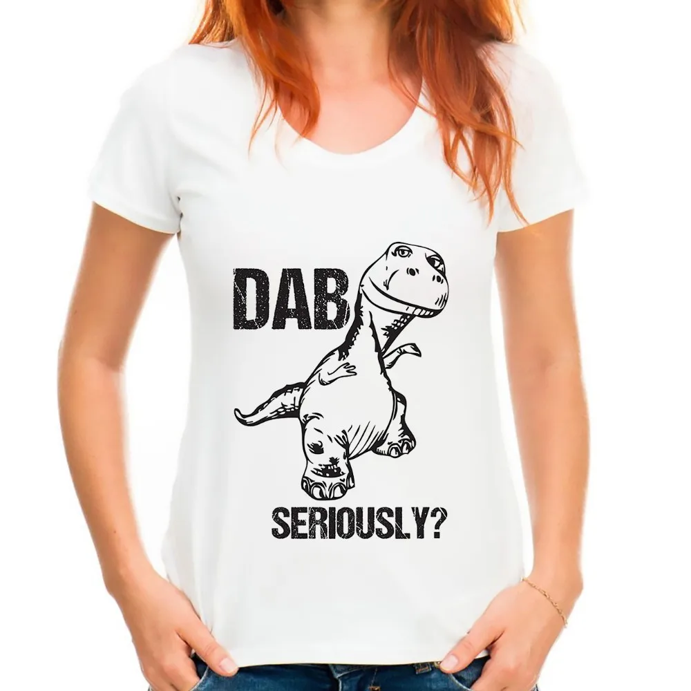 Женская футболка Tyrannosaurus rex no dabbing белая Повседневная дышащая Футболка с принтом