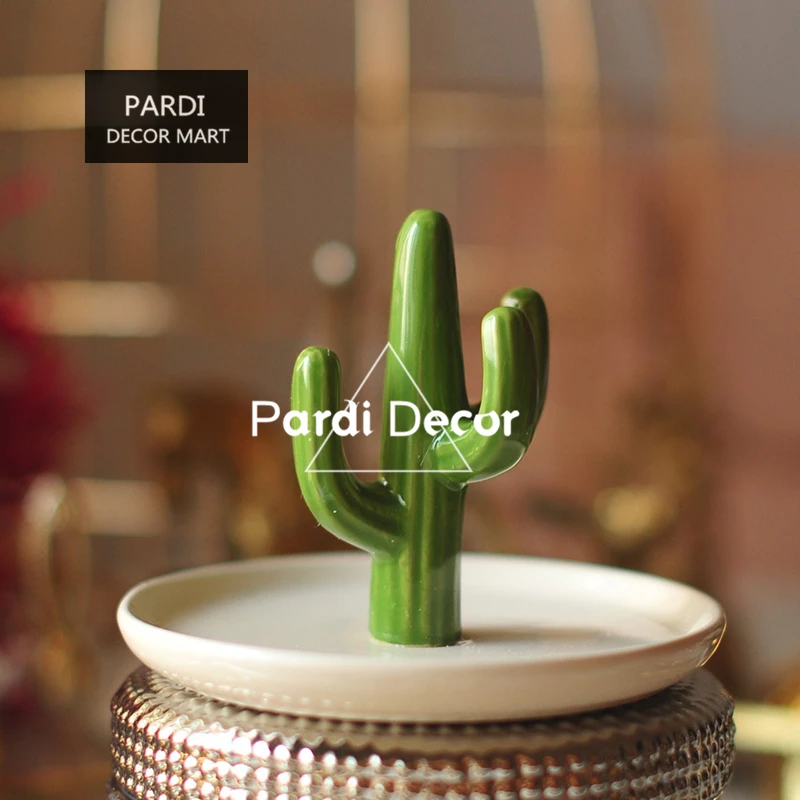 Модная Золотая пластина кактуса ювелирный лоток кольцо для хранения украшения