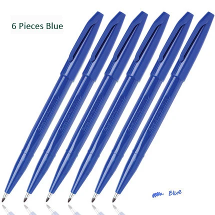 6 pcs blue Pentel чернильное перо палка пористый Классическая приковывающая взгляд художественный маркер для белой доски волокна наконечником чернила на водной основе для рисования и письма - Цвет: 6 pcs blue