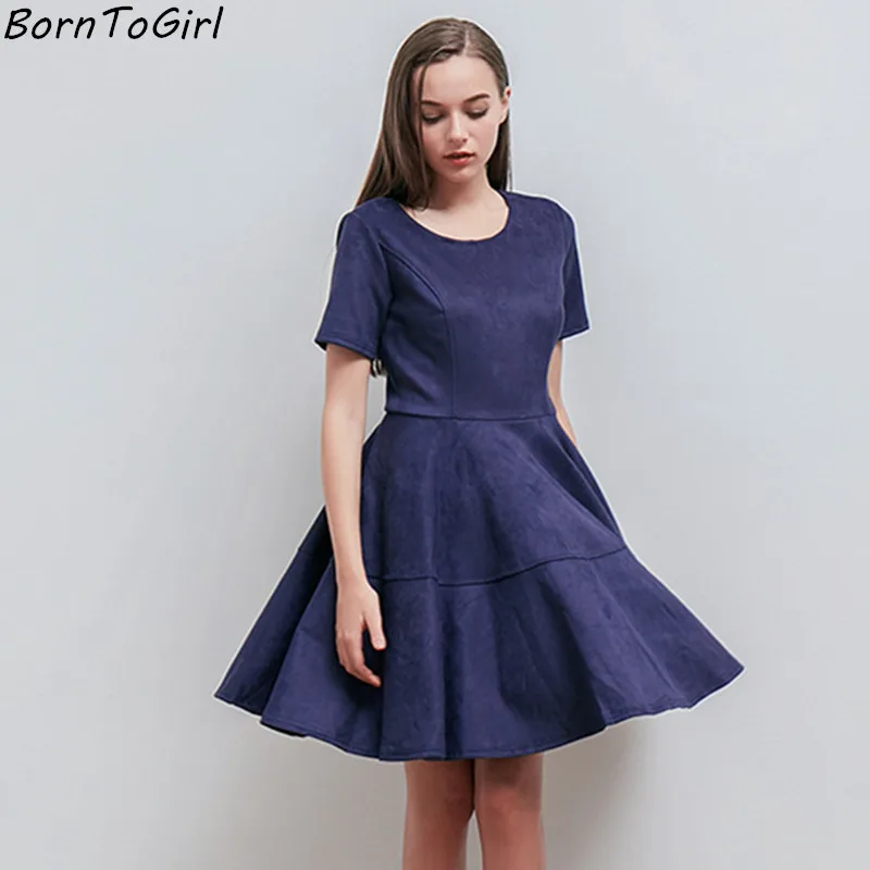Borntogirl осень-весна эластичные Высокая Талия замши короткое платье Для женщин