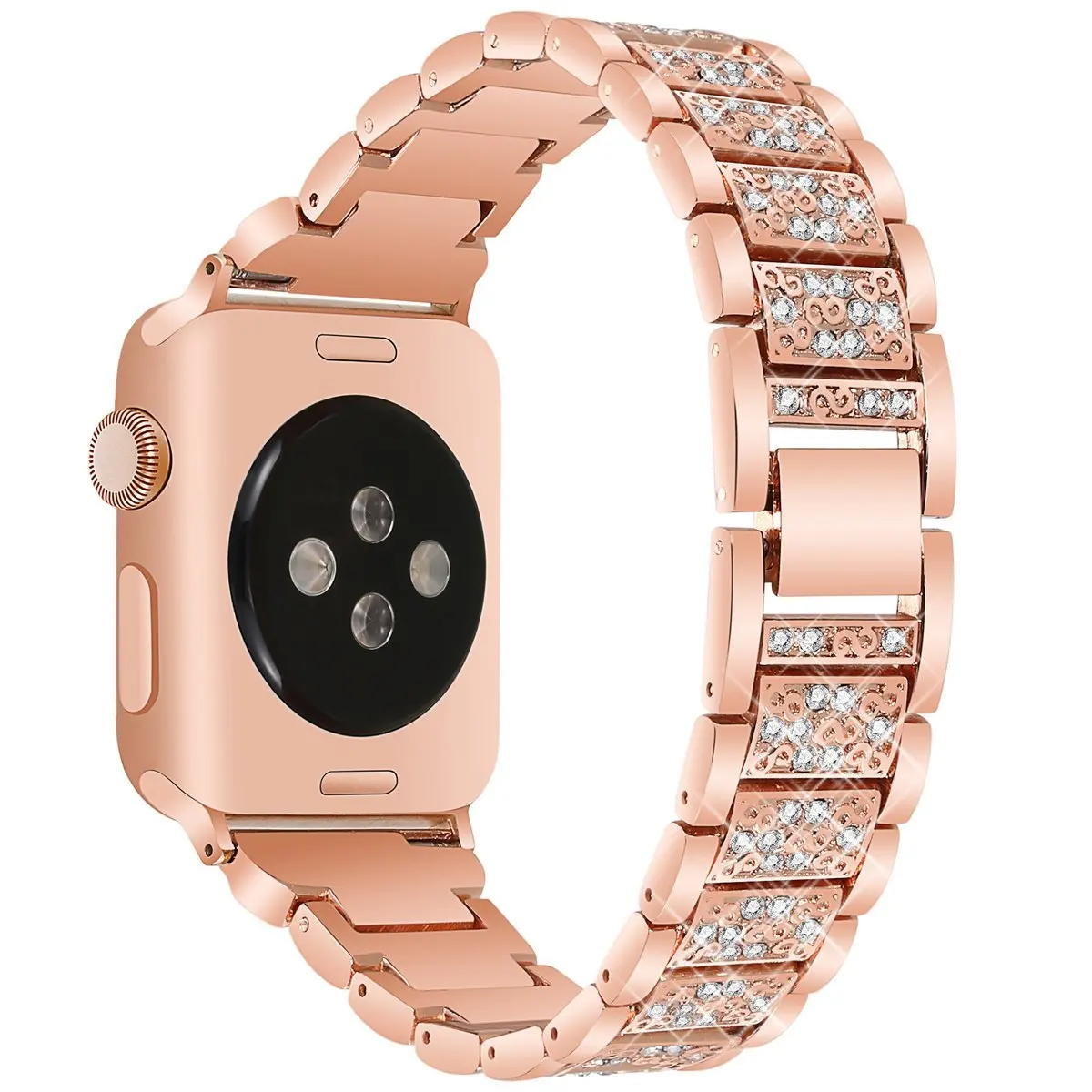 rose-gold Для Apple Watch ремешок 40 мм 44 мм 38 мм 42 мм Женский бриллиантовый ремешок для Apple Watch серии 5 4 3 2 iWatch браслет из нержавеющей стали ремешок - Цвет ремешка: rose-gold