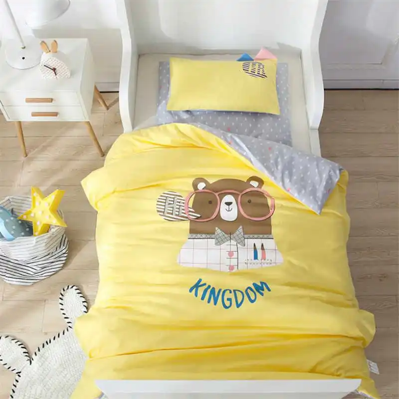 Strawdream Kingdom красивый медвежонок из мультфильма желтый постельный комплект для