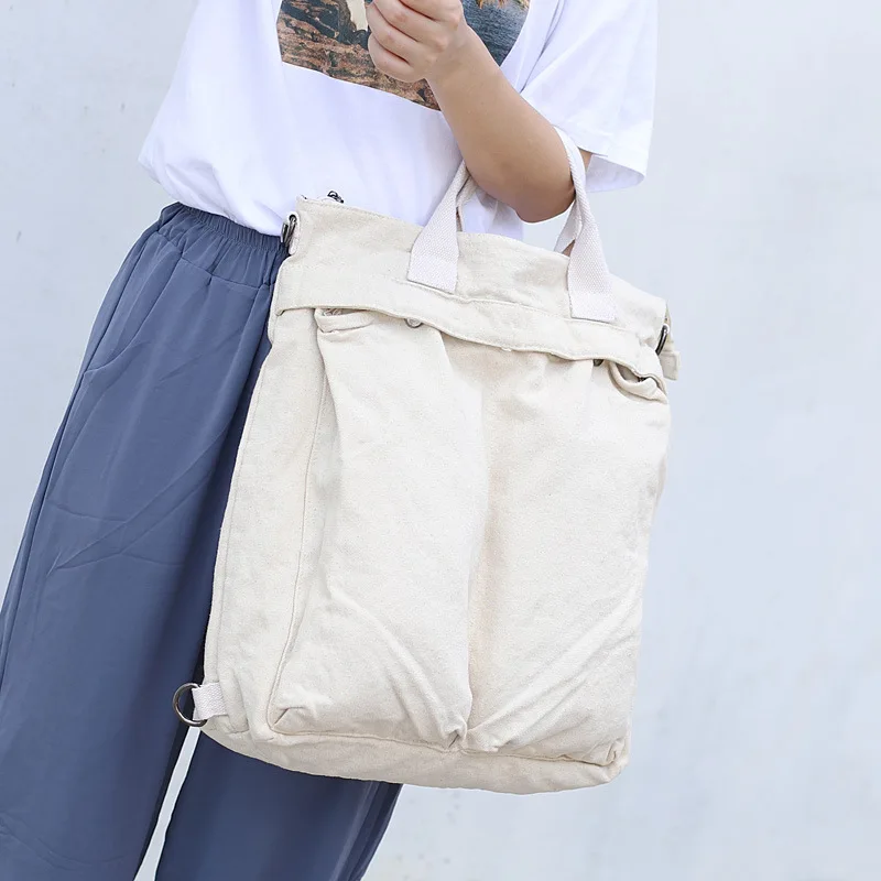 Multi-functional Canvas Handbag Man Women Big Capcity Multi-pocket Bag School Fabric Eco-friendly Book Unisex Dual-use |