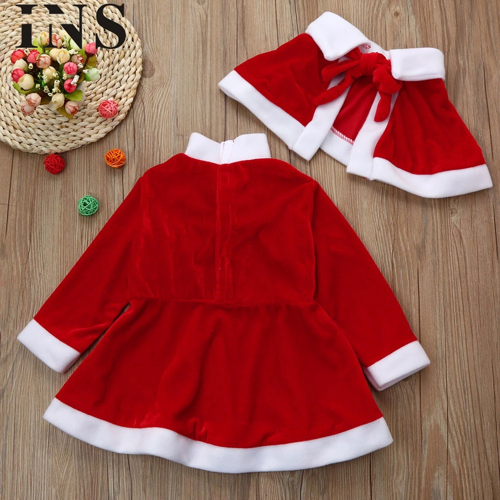 2018 new fashionToddler Kids Baby Girls Christmas Clothes Costume Party Dresses+Shawl+Hat Outfit for children L1025 | Детская одежда и