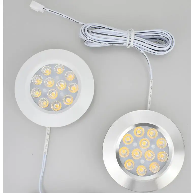 Фото AC 100 240V DC 12V 3W LED под шкаф адаптер света и переключатель круглая кухонная стойка