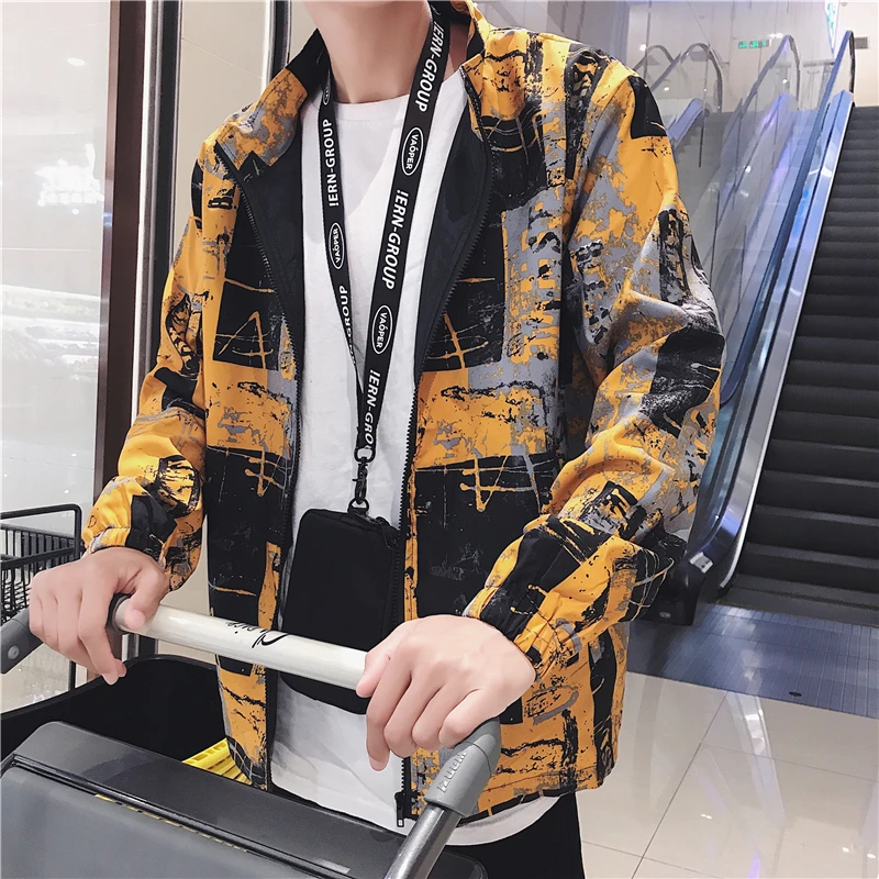 2018 autumn new style Thin section and Stand-up collar men's jacket The letter picture Recreational | Мужская одежда