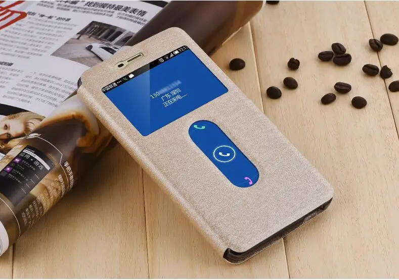 Золотой Чехол с откидным окошком для zte V5 Pro, чехол, роскошный Шелковый кожаный чехол для zte V5 Pro N939ST, защитная сумка для телефона, чехол и задняя крышка - Цвет: Золотой