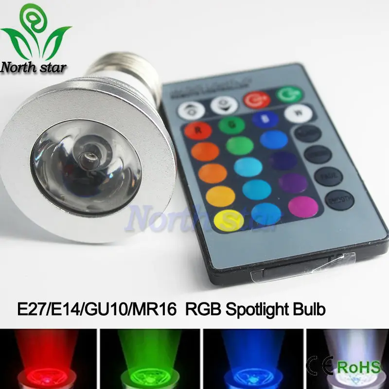 Светодиодный 16 цветов RGB прожектор E27/E14/GU10/MR16 AC 86 265v MR16 DC12v цветной светодиодный