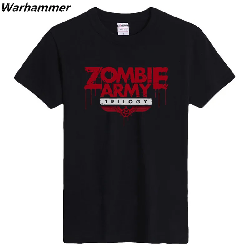 Летняя Модная стильная футболка Warhammer Мужская из флока с принтом зомби армейская