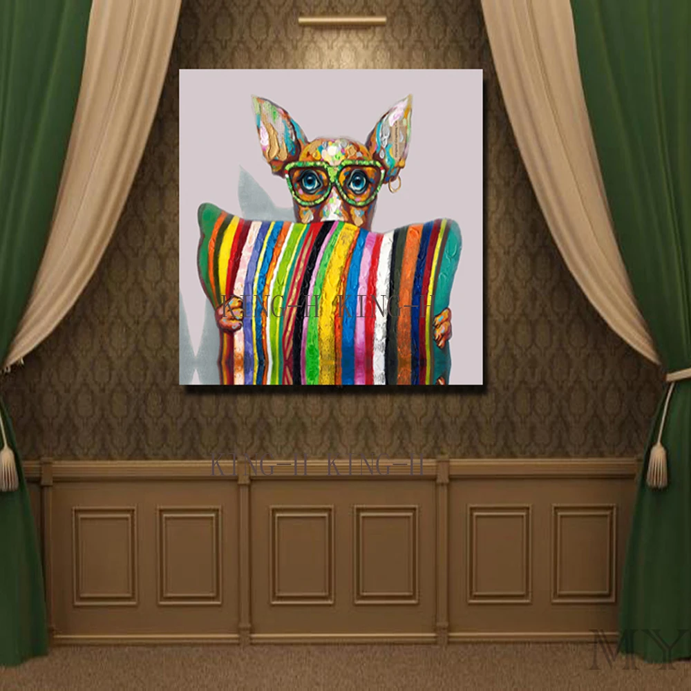 Животные шапка собаки разных современных ручная роспись маслом качественная