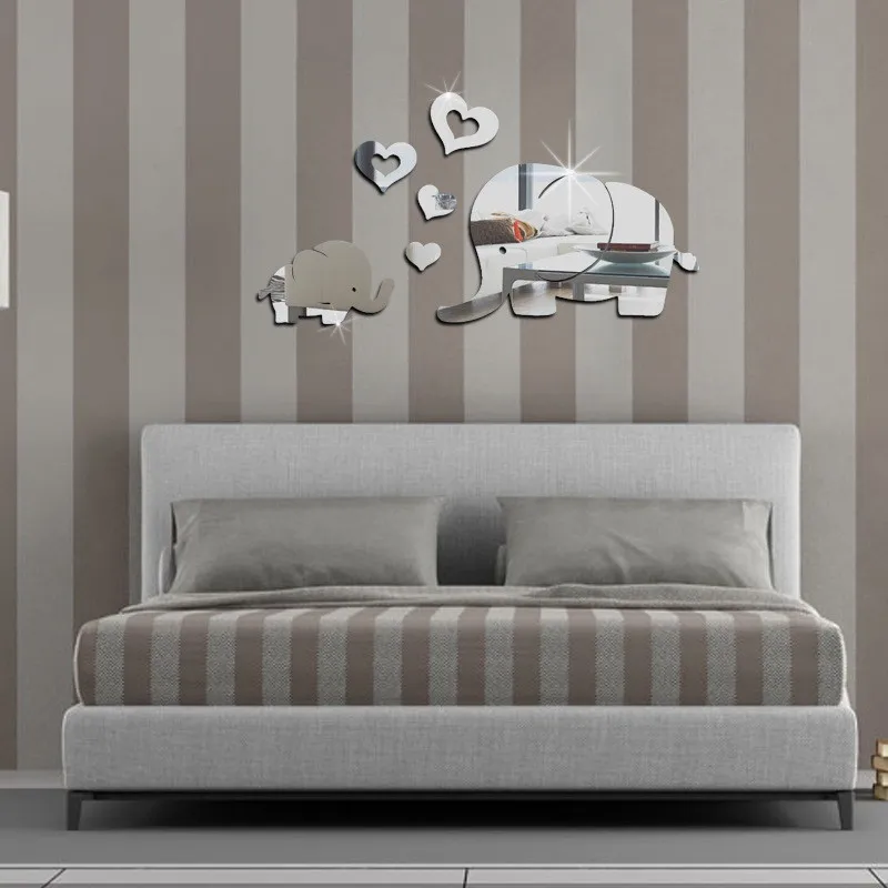 Сочетание любовь слон зеркало стикер на стену разные цвета выбор гостиная дети